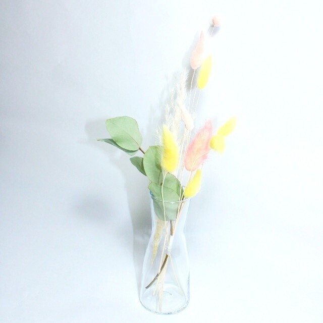 IKEA(イケア)のポポラスユーカリ＆ラグラス(花瓶付き) ハンドメイドのフラワー/ガーデン(ドライフラワー)の商品写真