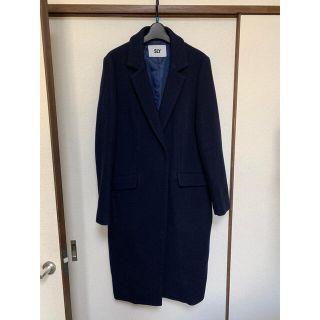 【極美品】SLY スライ 薄手 ベルト付き テーラーロングコート ネイビー F