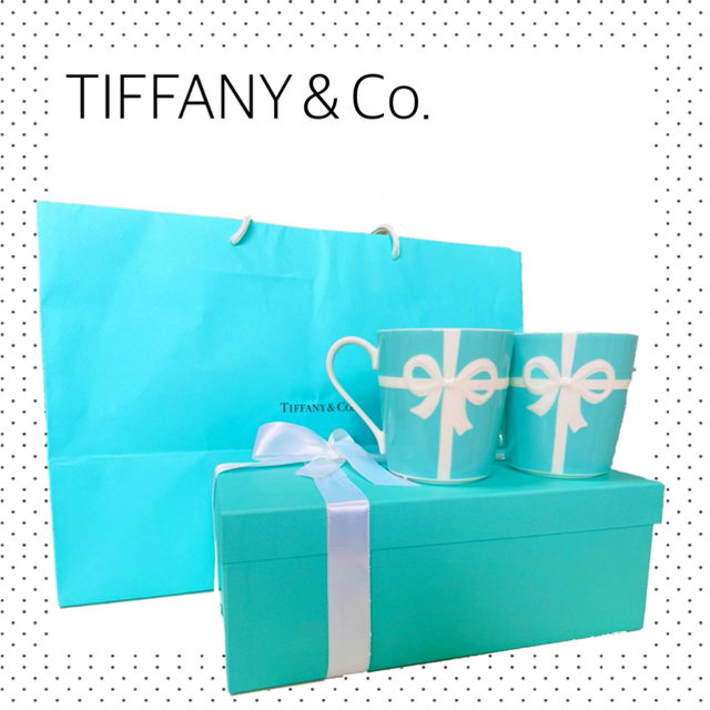 値下★【豪華3点セット????】 TIFFANY&Co マグカップ ブルー リボン素材ボーンチャイナ