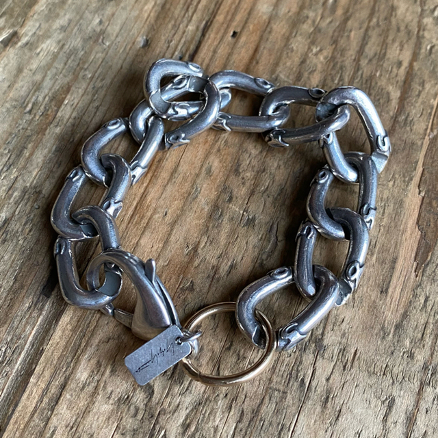 Yohji Yamamoto(ヨウジヤマモト)のYOHJI YAMAMOTO  silver×k10 コンビシルバーブレスレット メンズのアクセサリー(ブレスレット)の商品写真