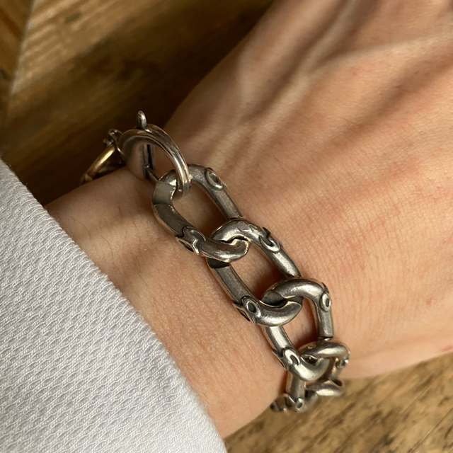 Yohji Yamamoto(ヨウジヤマモト)のYOHJI YAMAMOTO  silver×k10 コンビシルバーブレスレット メンズのアクセサリー(ブレスレット)の商品写真