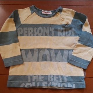 パーソンズキッズ(PERSON'S KIDS)のPERSON'S　レトロ　ボーダー　ロゴ　カットソー(Tシャツ/カットソー)