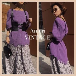 アメリヴィンテージ(Ameri VINTAGE)のAMERI WAFFLE DAMAGE KNIT TOP(カットソー(半袖/袖なし))