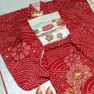 【専用】正絹★総比翼＆本絞り金駒刺繍燦然と礼装極めた品格崇高★7歳用祝着(和服/着物)