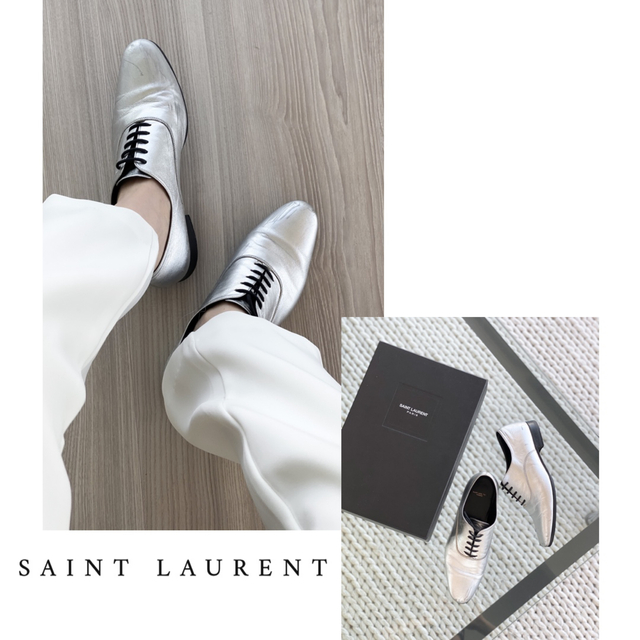 Saint Laurent(サンローラン)のSAINT LAURENT/シルバー/フラットシューズ レディースの靴/シューズ(ローファー/革靴)の商品写真