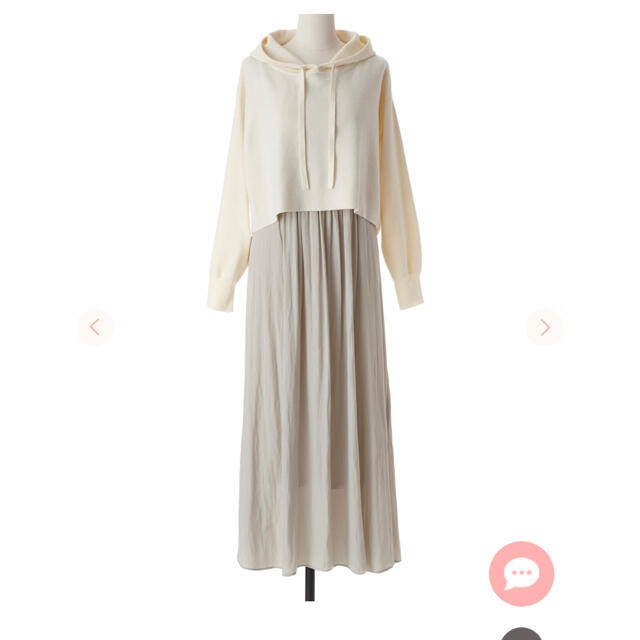 COCO DEAL ショートフードニット×ワッシャーサテンワンピース biencel.mx