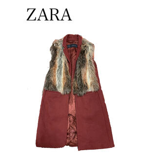 ザラ(ZARA)のファー付　ベストコート(毛皮/ファーコート)