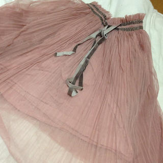 アンティローザ(Auntie Rosa)のサーモンピンクのチュールスカート(ロングスカート)