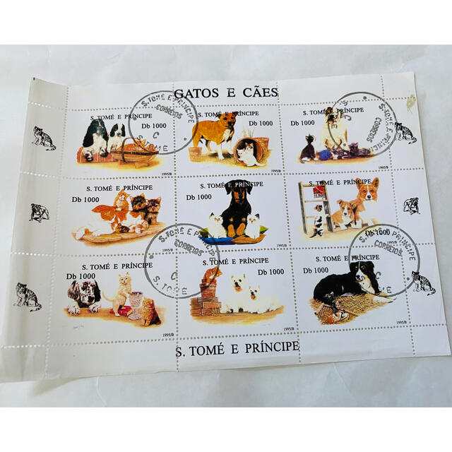 【入手困難】 大き目　犬　使用済み　猫　切手　ドッグ　ジャンクジャーナル エンタメ/ホビーのコレクション(使用済み切手/官製はがき)の商品写真