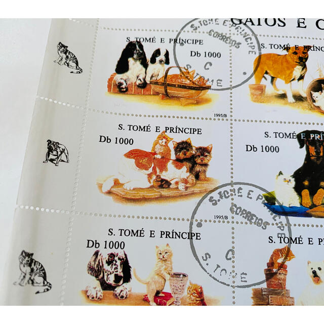 【入手困難】 大き目　犬　使用済み　猫　切手　ドッグ　ジャンクジャーナル エンタメ/ホビーのコレクション(使用済み切手/官製はがき)の商品写真