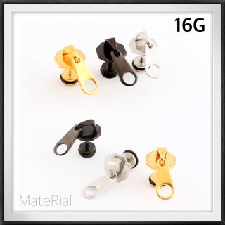 ボディピアス 16G/ジッパーヘッド ピアス(ピアス)