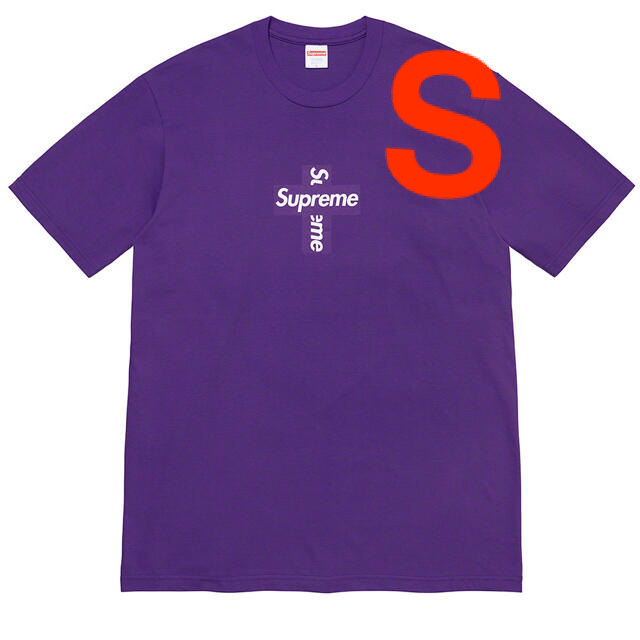 supreme cross box logo Tee purple STシャツ/カットソー(半袖/袖なし)