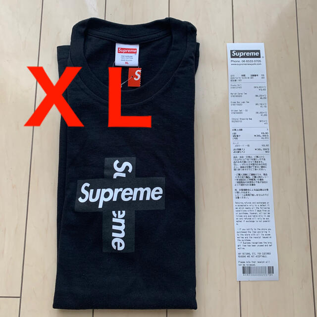 トップス黒XL supreme cross box logo tee ボックス ロゴ