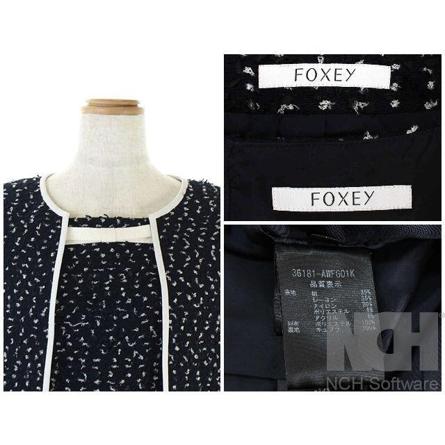 FOXEY - FOXEY ブティック完売品 ツイードドレスジャケット ホワイト 