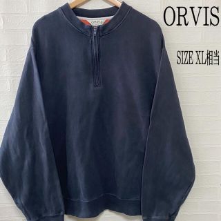 US古着 ORVIS 無地 ハーフジップ スウェット ブラック XL相当(スウェット)