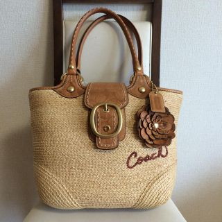 コーチ(COACH)のコーチ ブリーカーストローメッシュトート(かごバッグ/ストローバッグ)