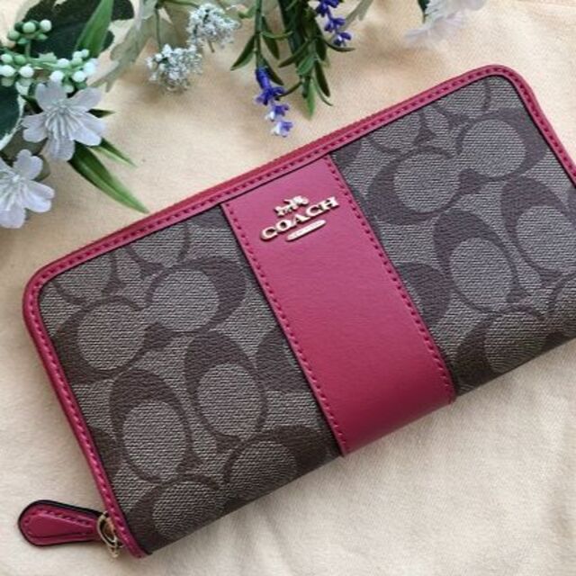 COACH - 【新品未使用】 COACH 長財布 シグネチャー　カーキ×ポピー