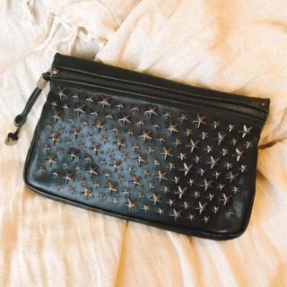 ジミーチュウ(JIMMY CHOO)のJIMMY CHOOジミーチュウzenaゼナ黒クラッチバッグポーチスタッズ(クラッチバッグ)