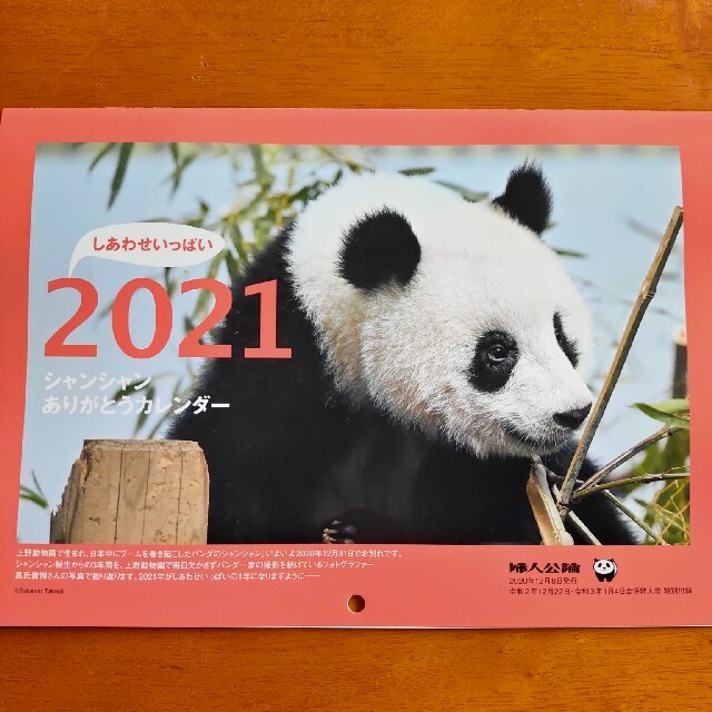 シャンシャンありがとうカレンダー　2021 インテリア/住まい/日用品の文房具(カレンダー/スケジュール)の商品写真