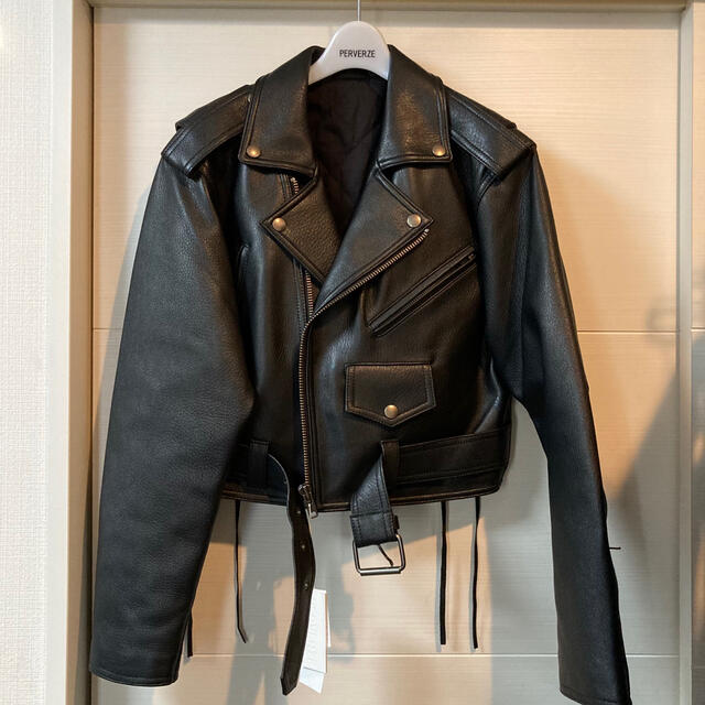 レディース新品 PERVERZE 19AW lace-up leather jacket