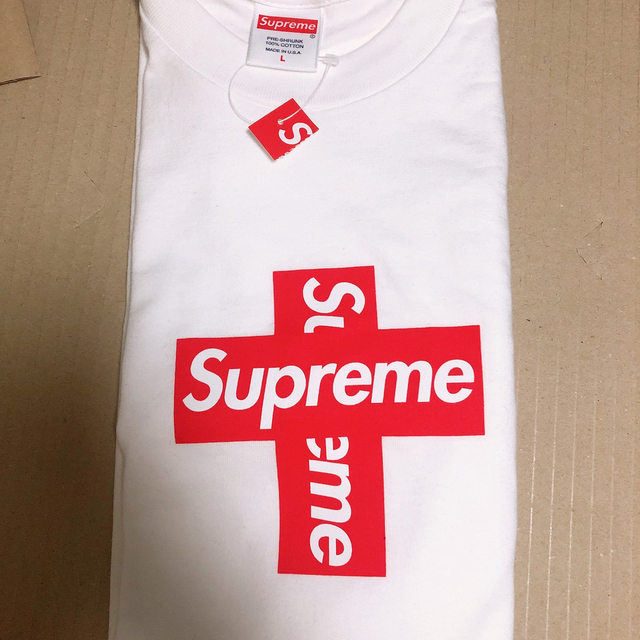 Supreme Cross Box Logo Tee white ボックス ボゴTシャツ/カットソー(半袖/袖なし)