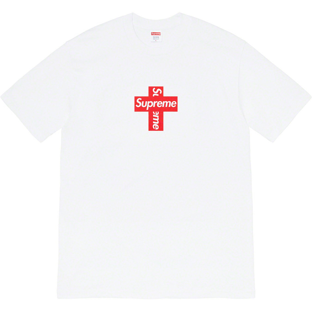 supreme Cross Box Logo Tee 白 L ボックスロゴTシャツ/カットソー(半袖/袖なし)