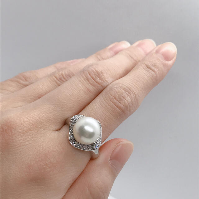 パール Pearl pt900 0.33ct 13号 リング 指輪 レディースのアクセサリー(リング(指輪))の商品写真