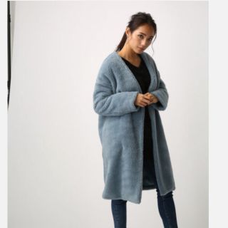 アズールバイマウジー(AZUL by moussy)のAZUL ボアコート　サックスブルー(ロングコート)