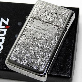 ジッポー(ZIPPO)の送料無料☆zippo☆スリムアーマー☆銀チタン☆アラベスク(純銀)☆ジッポ(タバコグッズ)