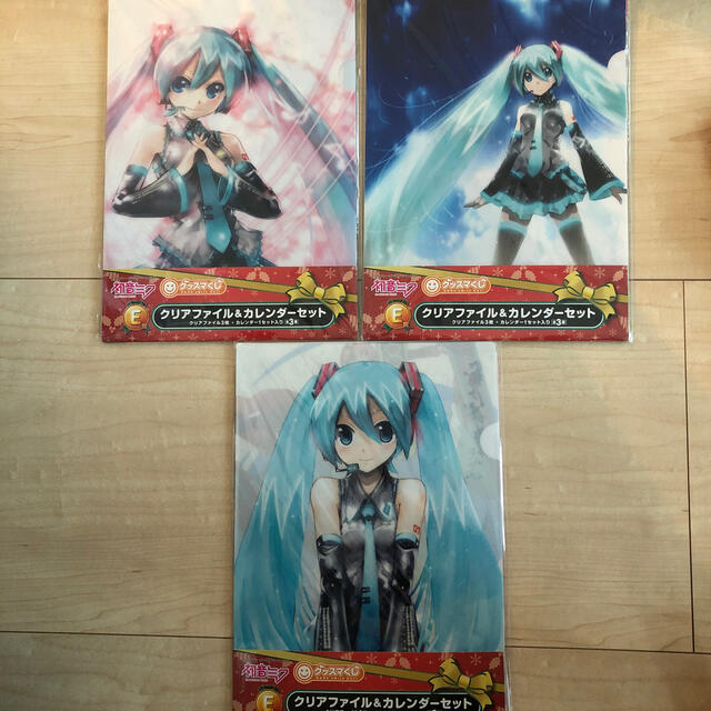 初音ミク♡グッスマくじ♡E賞クリアファイル＆カレンダーセット全3種セット♡ エンタメ/ホビーのアニメグッズ(クリアファイル)の商品写真