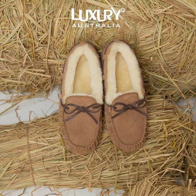 200円OFF】LUXURY UGG アグ ムートン モカシン ダコタ24cm www