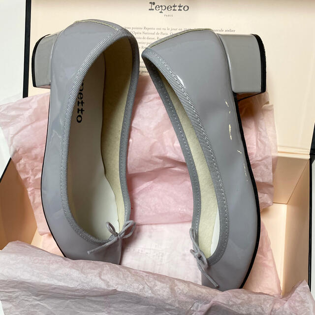 レペット　repetto 定番バレエシューズ37.5 新同ヒール付きライトグレー