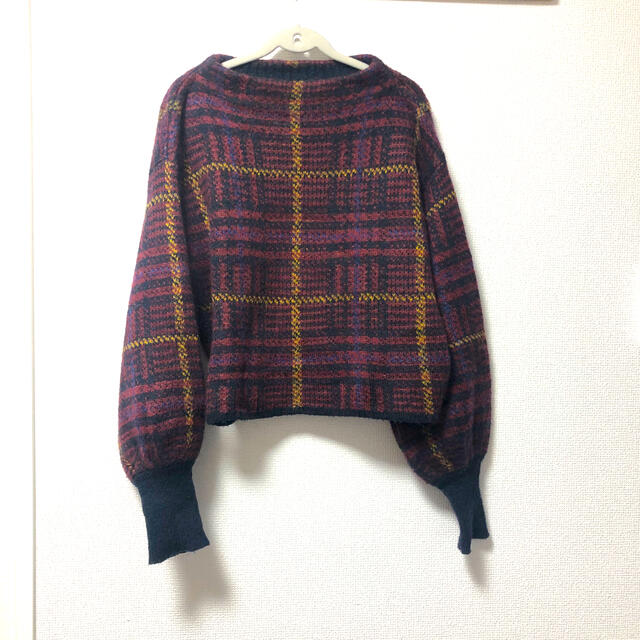 w closet(ダブルクローゼット)のw closet チェック柄ボトルネックプルオーバー　ニット レディースのトップス(ニット/セーター)の商品写真