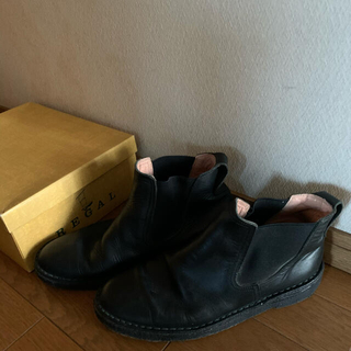 リーガル(REGAL)のK-gentleman様専用ダメージありリーガル 黒皮革ブーツ少し大きめ25cm(ブーツ)