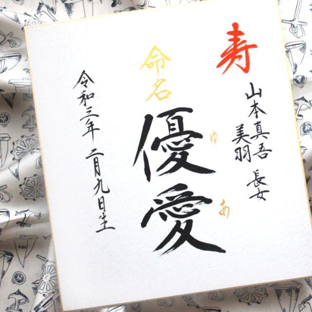 命名書 色紙 毛筆手書き♡出産祝い♡ベビーフォト♡命名紙 オーダーメイド