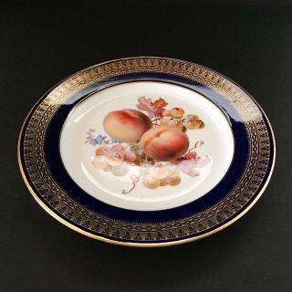 MEISSEN - 古マイセン 金彩 果実文 フルーツ コバルト縁 絵皿 直径