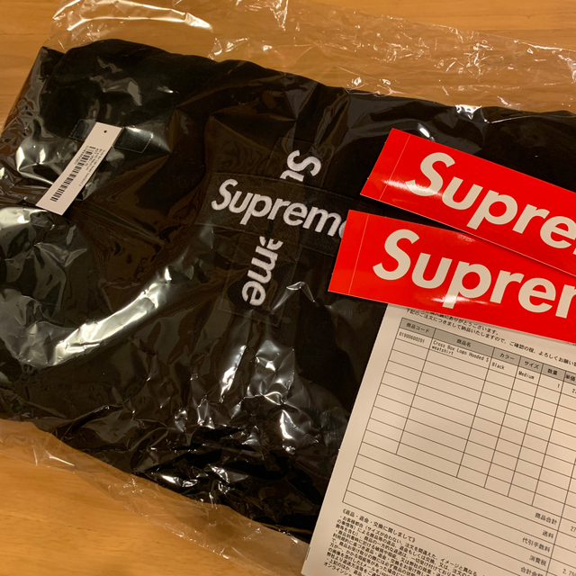 M 黒 Supreme box logo cross hooded シュプリーム