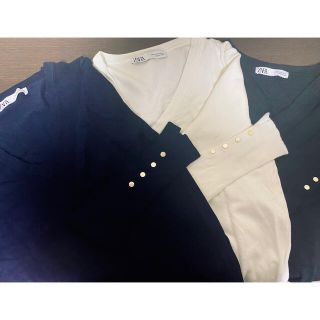 ザラ(ZARA)の超美品12870円♡ZARA♡袖ボタンＶネックニット3色セット(ニット/セーター)