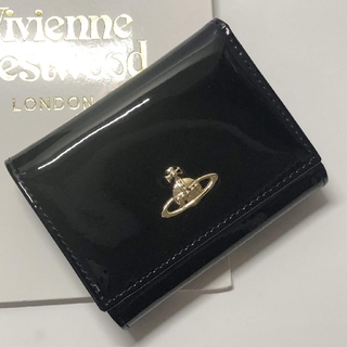 ヴィヴィアンウエストウッド(Vivienne Westwood)のヴィヴィアン Vivienne Westwood がま口 三折財布 エナメル 黒(財布)