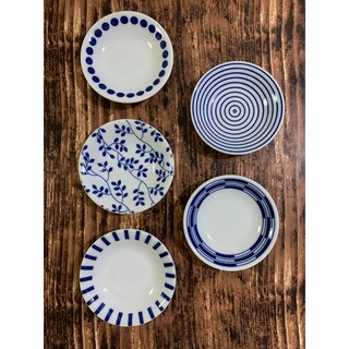 小皿5枚 青×白 10cm 日本製 和食器 醤油皿 美濃焼 オシャレ(食器)