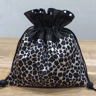 巾着袋「ハンドメイド」ヒョウ柄(ポーチ)