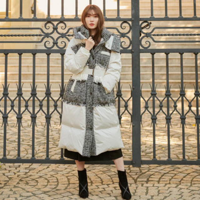 ジャケット/アウターHerlipto Tweed Shell Down Long Coat