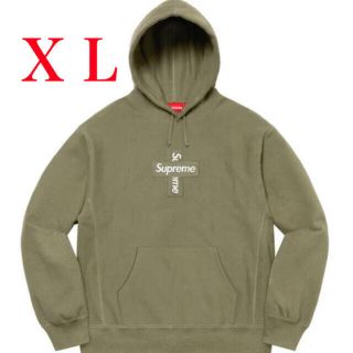 シュプリーム(Supreme)のXL supreme cross box logo パーカー　オリーブ(パーカー)