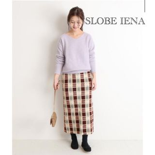 スローブイエナ(SLOBE IENA)のSLOBE IENA チェック　タイト　スカート　36(ロングスカート)