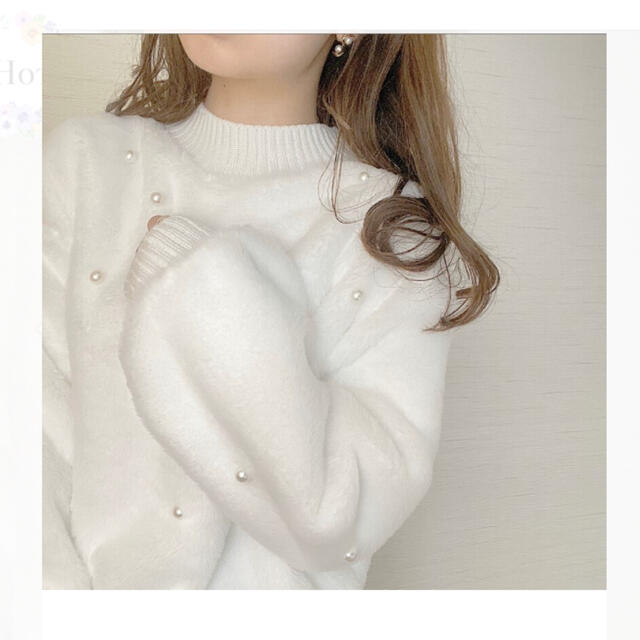 【node.】fake fur perl tops(white)