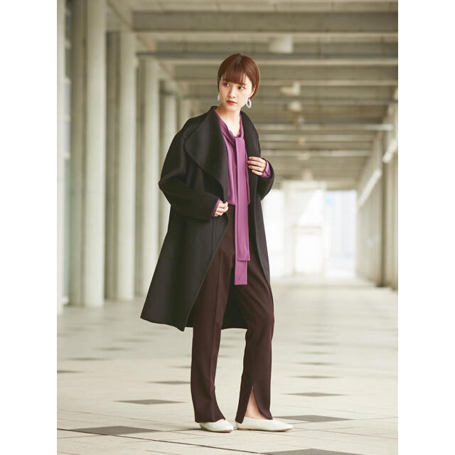ユニクロ +J プラスJ カシミヤブレンドノーカラーコート ネイビー S 新品-
