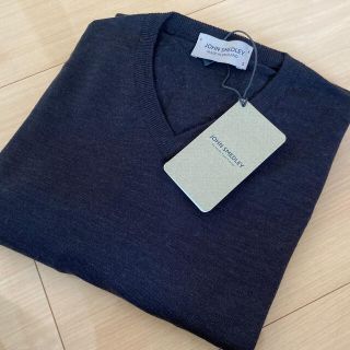 ジョンスメドレー(JOHN SMEDLEY)の【新品未使用】JOHN SMEDLEY ウールVネック ニット ネイビー(ニット/セーター)