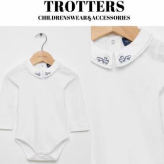 プチバトー(PETIT BATEAU)の新品　TROTTERS ロンパース ☆機関車さん刺繍(ロンパース)