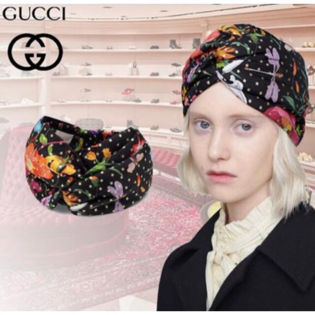 グッチ GUCCI プリントシルクヘアバンド ヘッドバンド ヘアアクセサリー新品