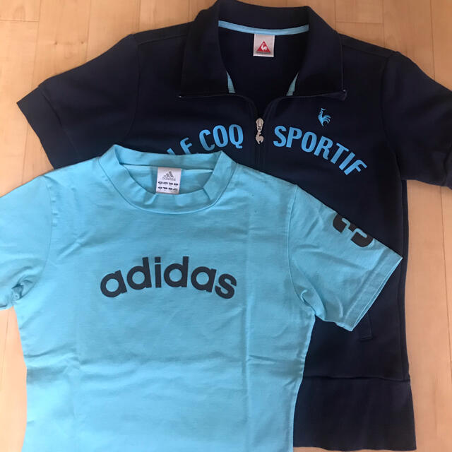 adidas(アディダス)のアディダスTシャツ、ルコックジップアップ半袖　セット スポーツ/アウトドアのトレーニング/エクササイズ(その他)の商品写真